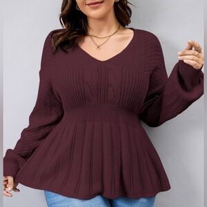Shein Burgundy Knit Sweater
